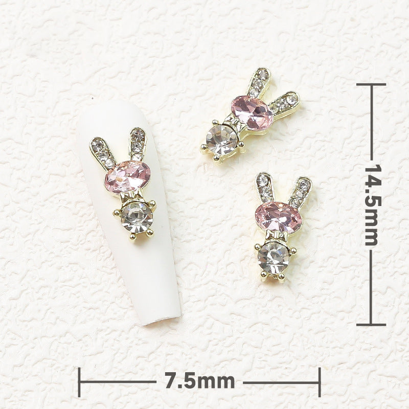 LX2 #140-148 2PCS Crystal Bunny Nail Charm
