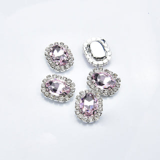 LX2 #168-174 2PCS Diamond Frame Oval Gem Nail Charm
