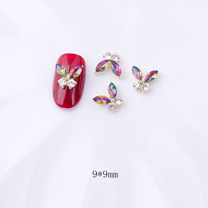 LX2 Clear Two Stone Butterfly Nail Charm