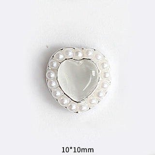 LX2 #045-054 2PCS Pearl Frame Heart Nail Charm