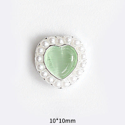 LX2 #045-054 2PCS Pearl Frame Heart Nail Charm