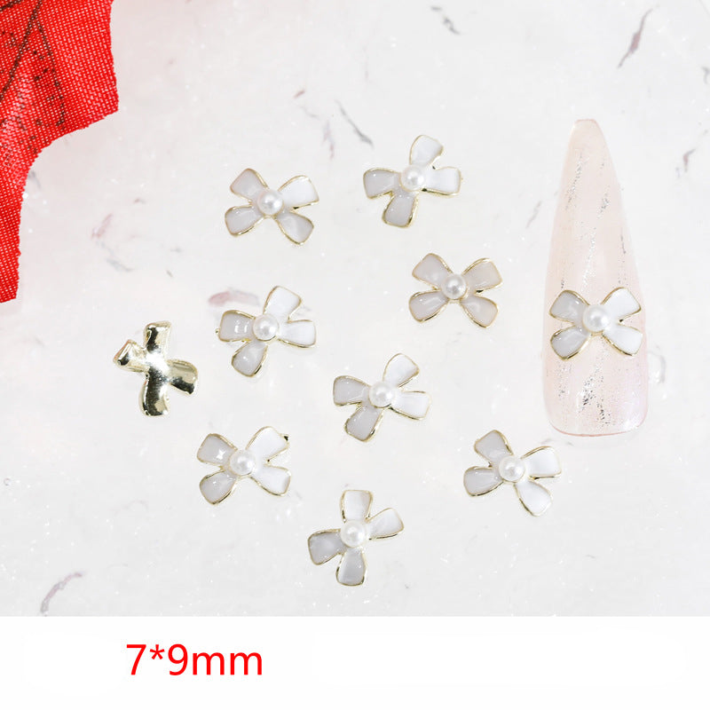 LX2 #345-346 2PCS Pearl Bow Nail Charm