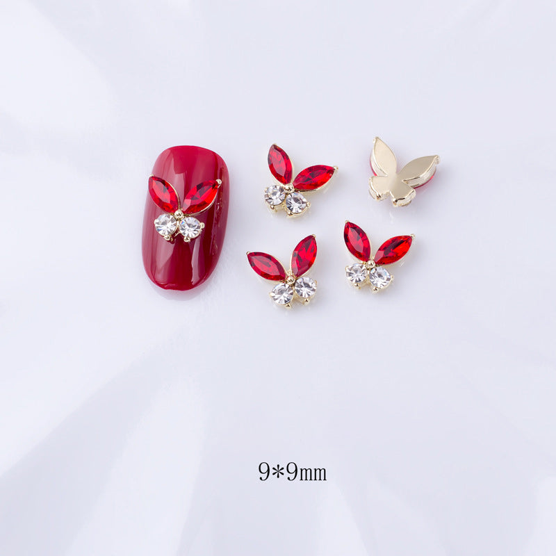 LX2 Clear Two Stone Butterfly Nail Charm