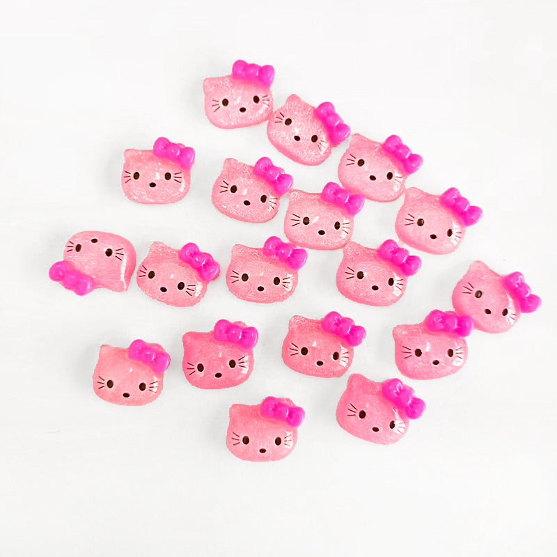 #406-408 2PCS Glittery Hello Kitty Head Charm