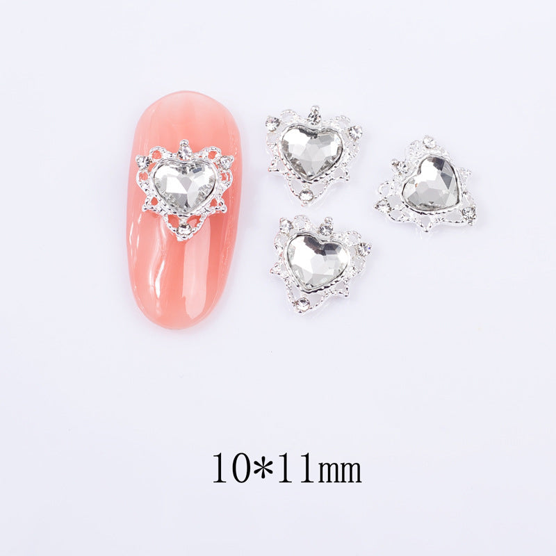 LX2 Silver Regal Heart Nail Charm