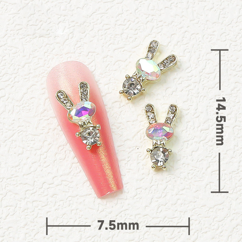 LX2 #140-148 2PCS Crystal Bunny Nail Charm