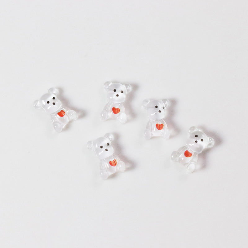 Sitting Jelly Heart Belly Bear Nail Charm