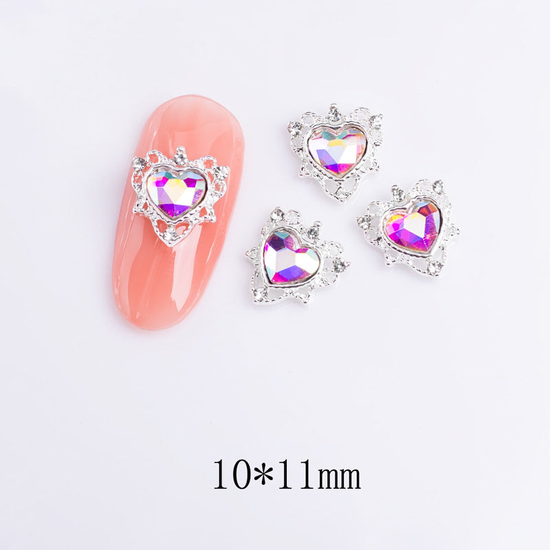 LX2 Silver Regal Heart Nail Charm