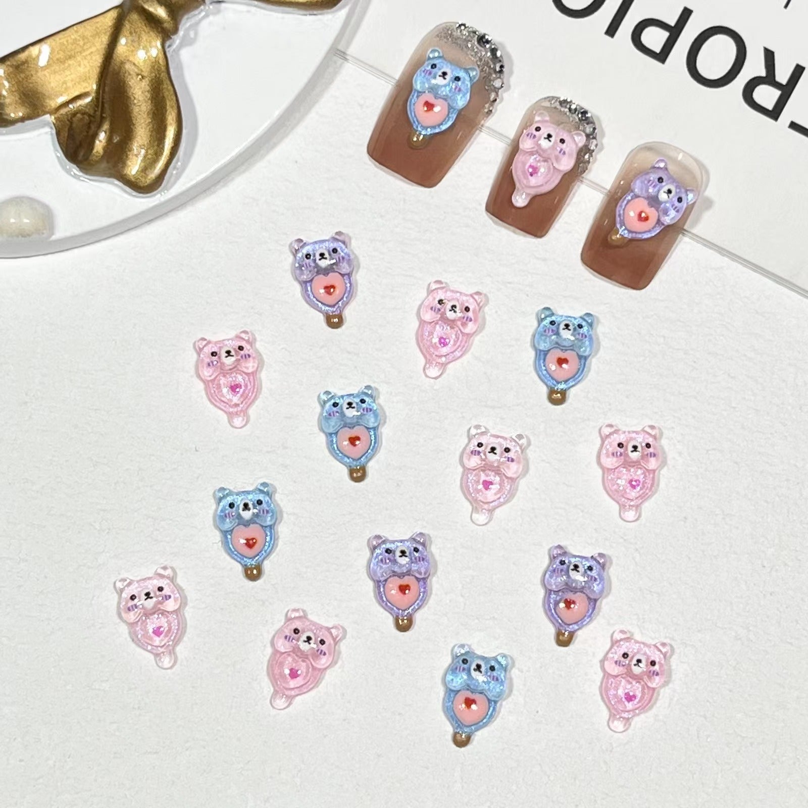 Lovely Bear Popsicle Nail Charm