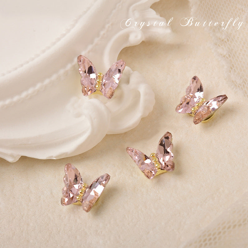 LX2 #307-314 2PCS Crystal Butterfly Nail Charm