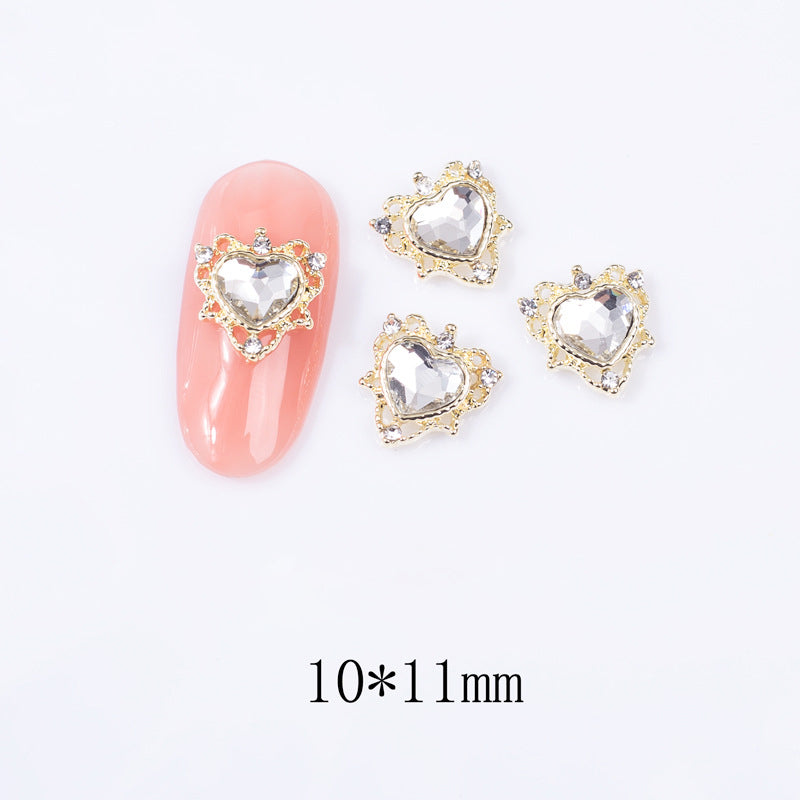 LX2 #273-286 2PCS Gold Regal Heart Nail Charm