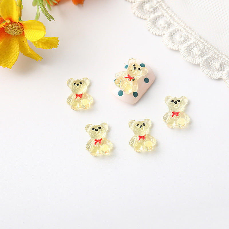 #121-125 2PCS Crystal Teddy Nail Charm