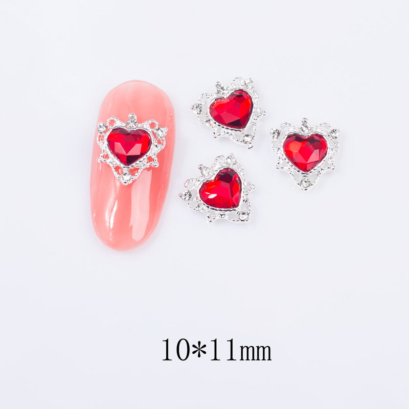 LX2 Silver Regal Heart Nail Charm