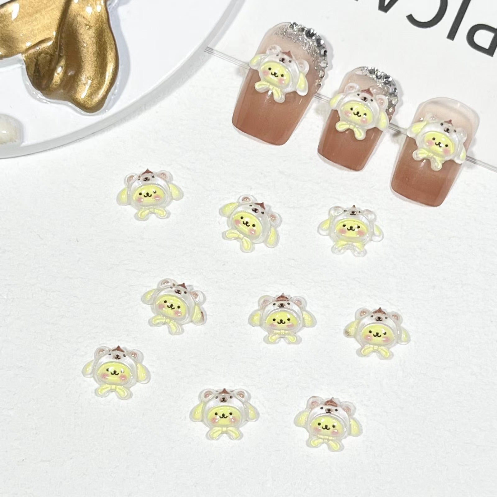 #118 Cute Cozy Pompompurin in Bear Hat Nail Charm