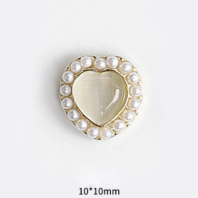 LX2 #045-054 2PCS Pearl Frame Heart Nail Charm