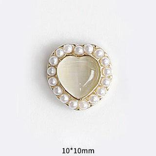 LX2 #045-054 2PCS Pearl Frame Heart Nail Charm