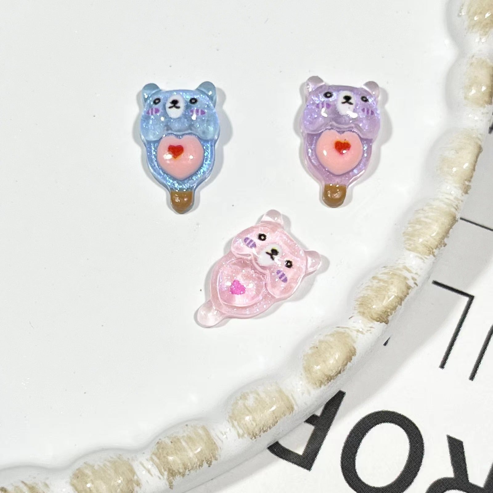 Lovely Bear Popsicle Nail Charm