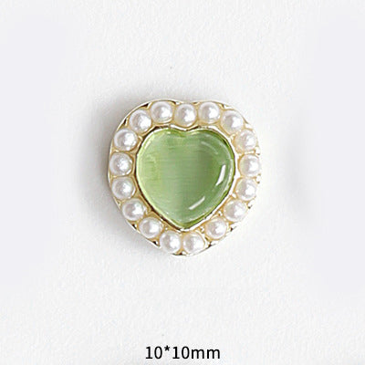 LX2 #045-054 2PCS Pearl Frame Heart Nail Charm