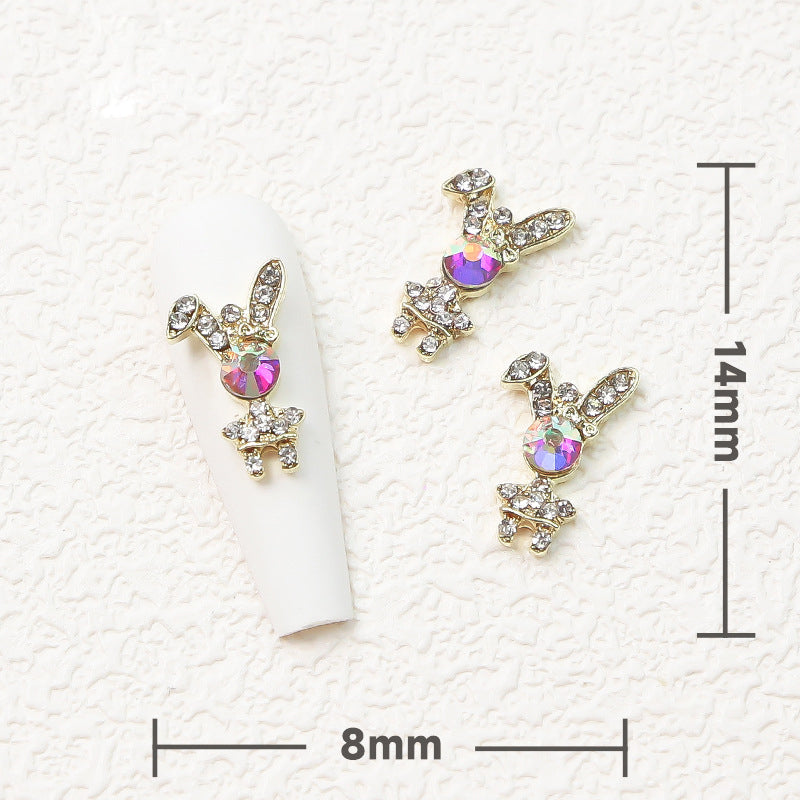 LX2 Opal Head Gold Bunny Nail Charm