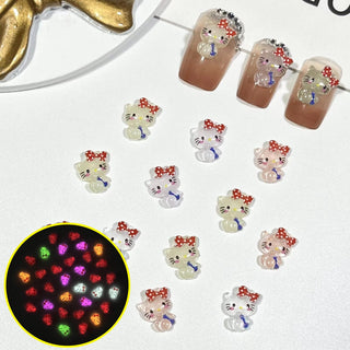#081-085 2PCS Glow in the Dark Hello Kitty Nail Charm