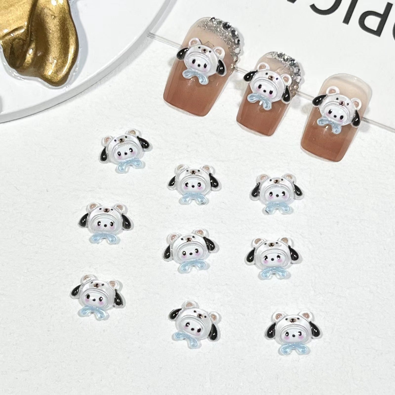 #113 Cute Cozy Pochacco in Bear Hat Nail Charm