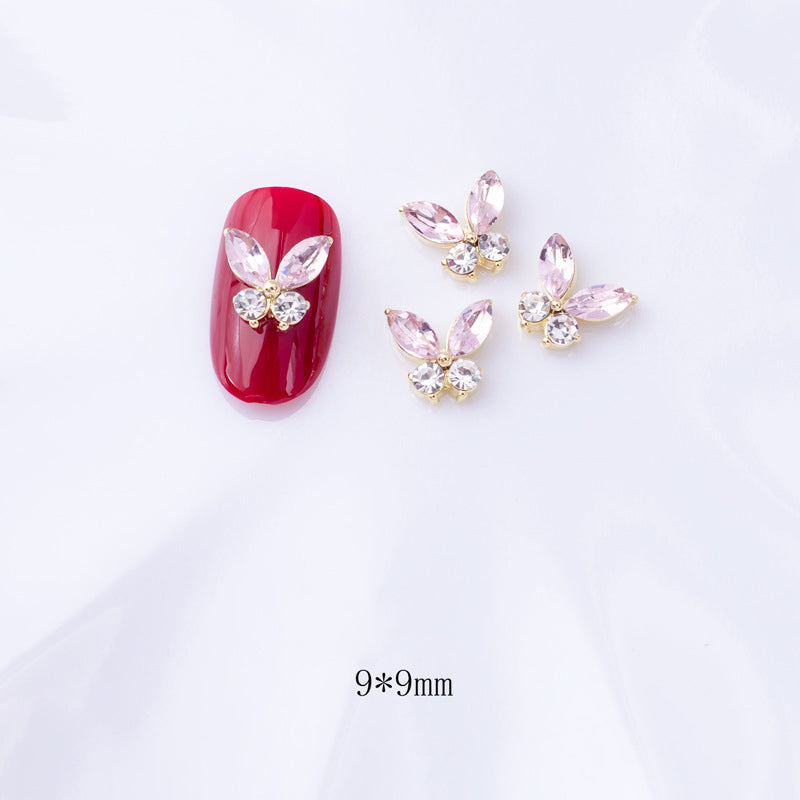 LX2 Clear Two Stone Butterfly Nail Charm