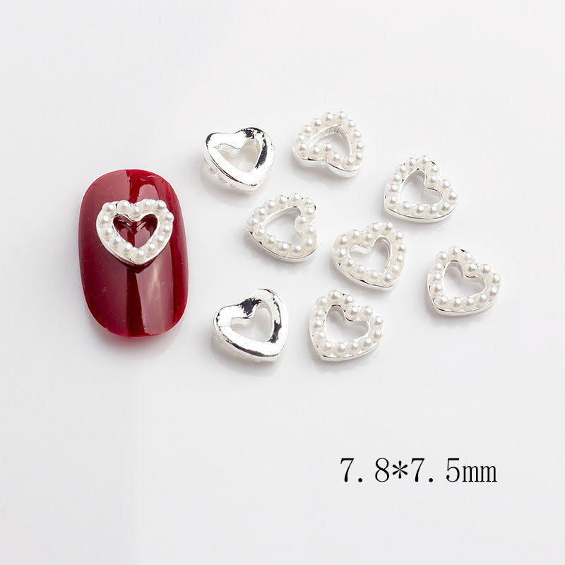 LX2 #389-390 2PCS Rhinestone Heart Charm - Pearl
