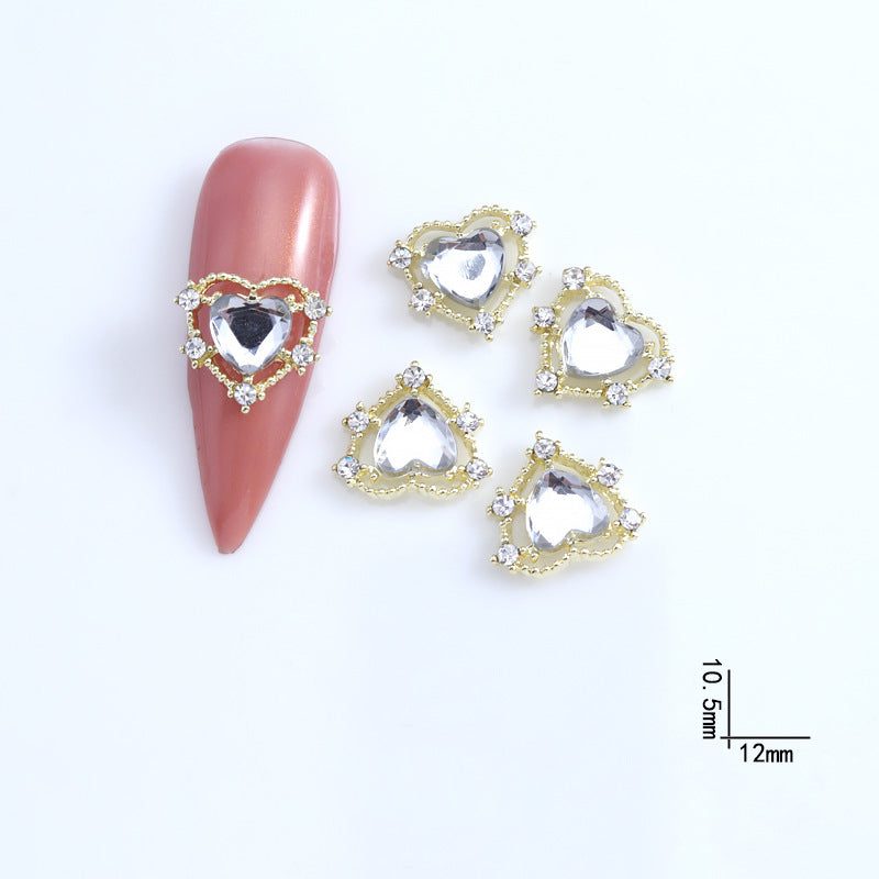 Gold Halo Heart Nail Charm