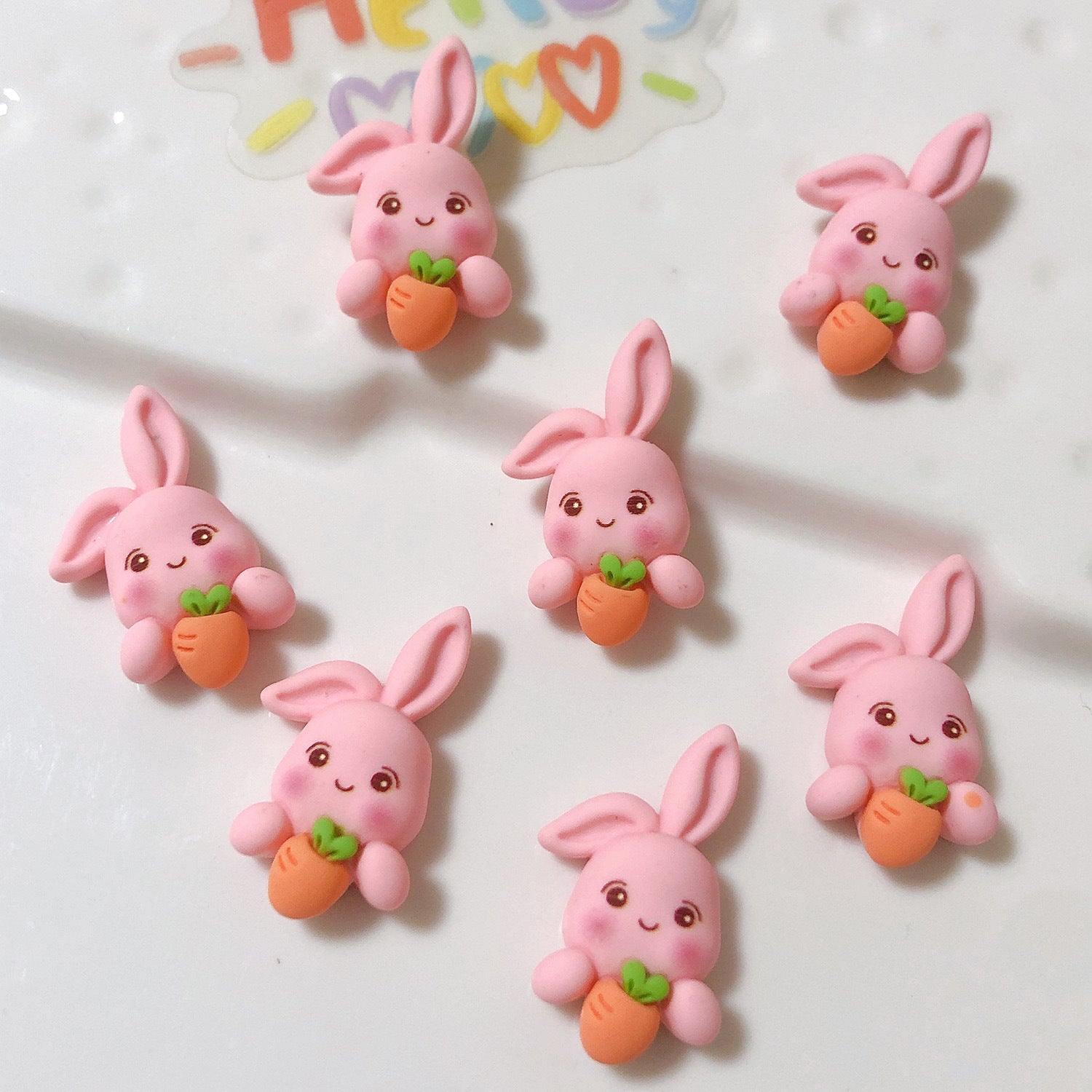 #435 Pink Rabbit with Carrot Charm