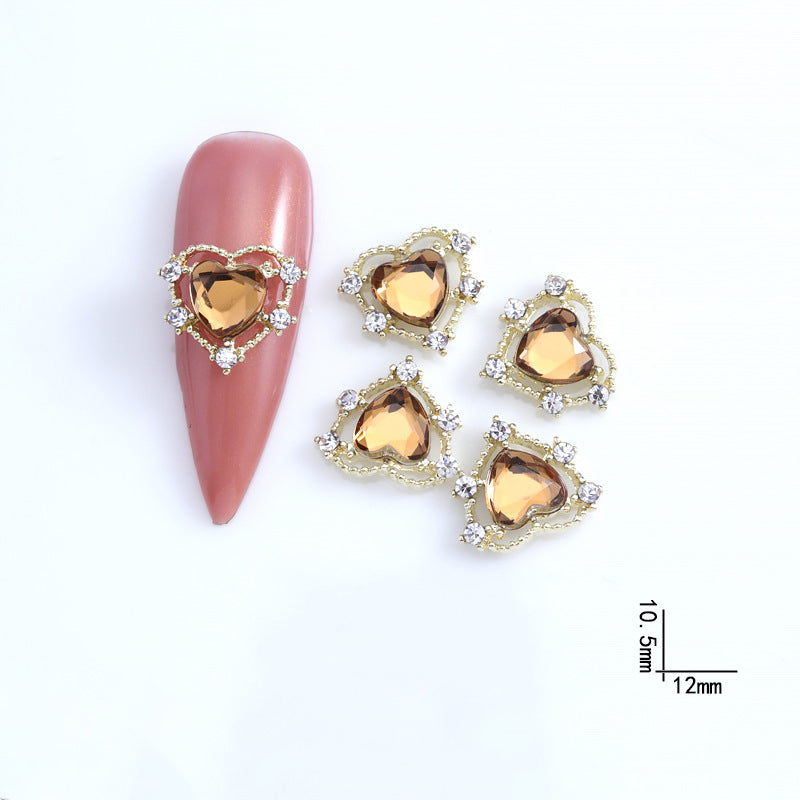 Gold Halo Heart Nail Charm