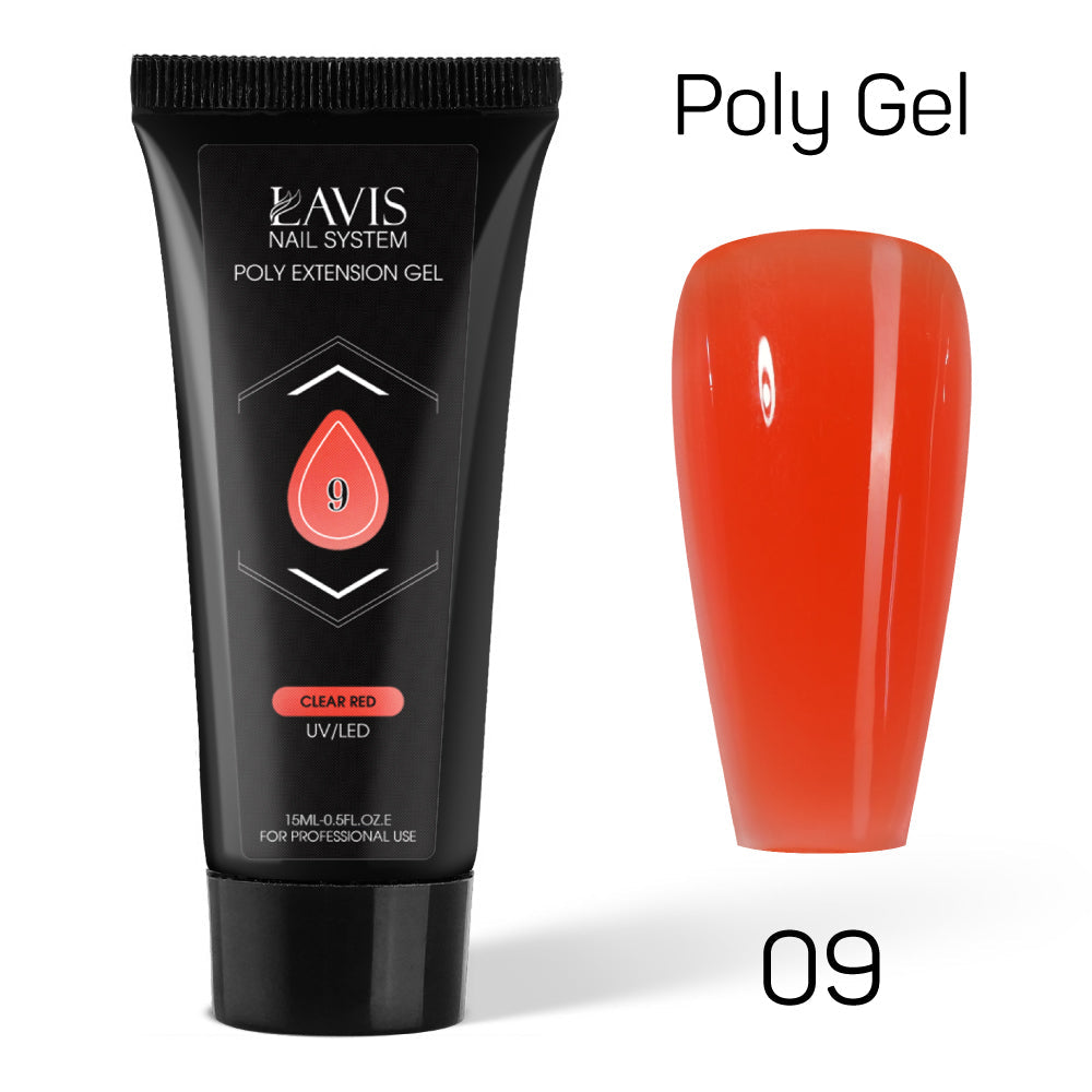 LAVIS Poly Extension Gel 15ml - 09 - Clear Red
