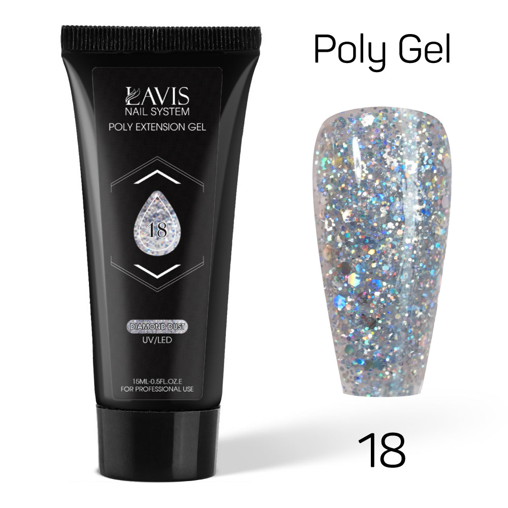 LAVIS Poly Extension Gel 15ml - Set 3 (13, 14, 15, 16, 17, 18)