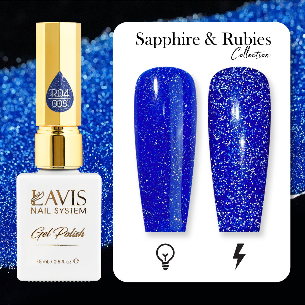 LAVIS Reflective R04 - 08 - Gel Polish 0.5 oz - Sapphire And Rubies Collection