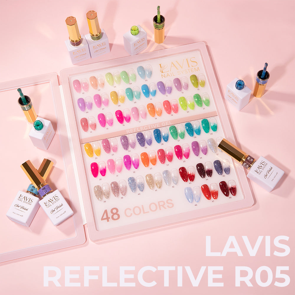 LAVIS Reflective R05 - Set 48 Colors - Gel Polish 0.5 oz - V2