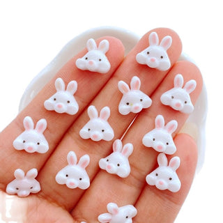 #096 2PCS White Rabbit Head Nail Charm