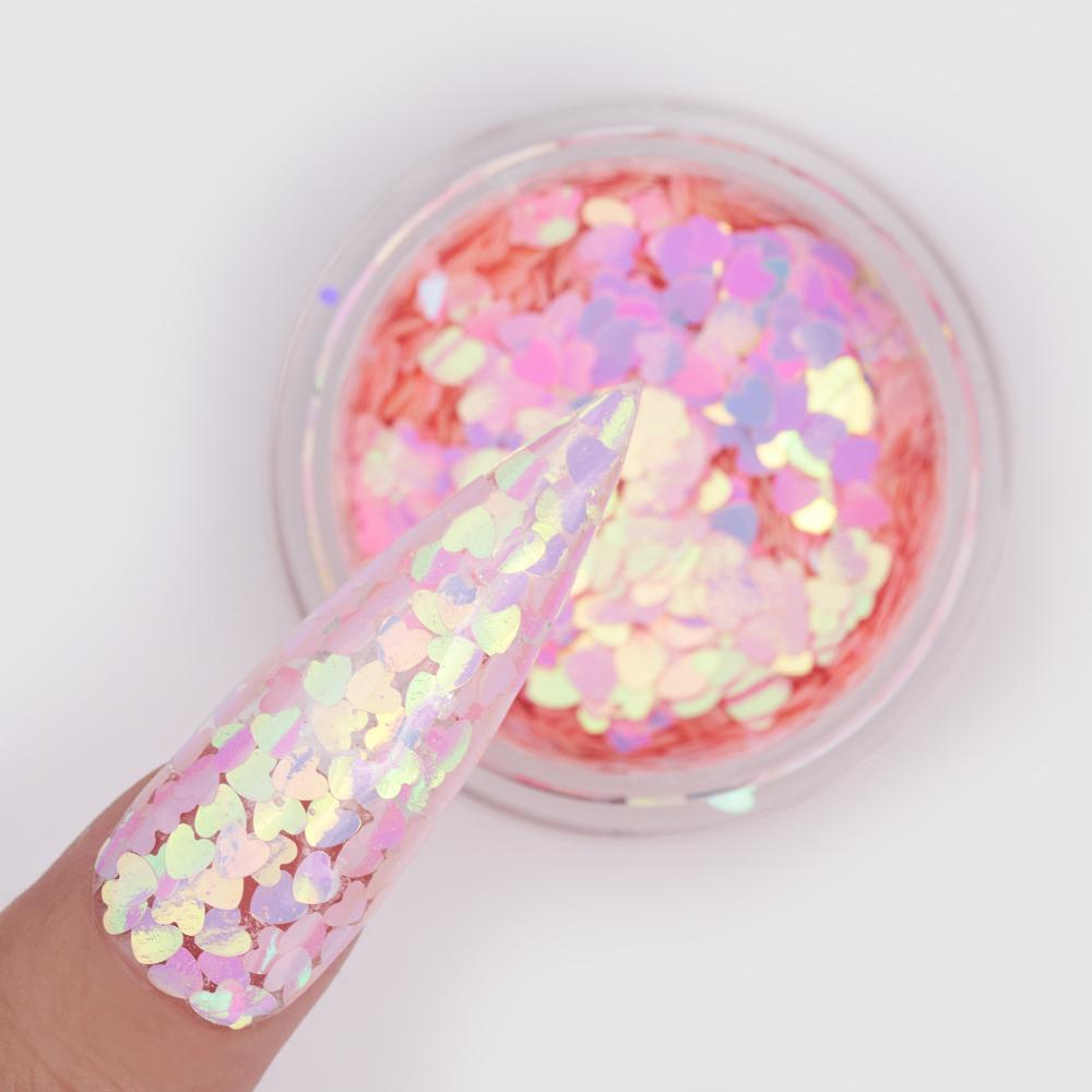 Amore Press on Nails | Romantic Heart Glitter Design with a Jelly Ombr –  FancyB Press on Nails
