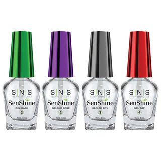 SNS Senshine Dipping Essential Kit 3 - Gelous Base, Gel Base, Sealer Dry, Gel Top - 0.5oz