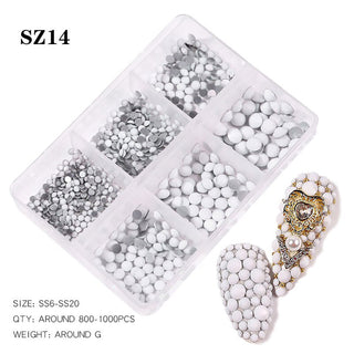  Mix Size 3D Flatback Diamond White - SZ14 by OTHER sold by DTK Nail Supply