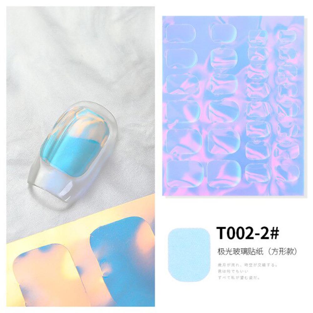 2021 New Aurora Ice Cube Cellophane Large Colorful Transfer Paper Laser Sparkling Candy Paper DIY Nail Art Decoration Sticker - T002-2#