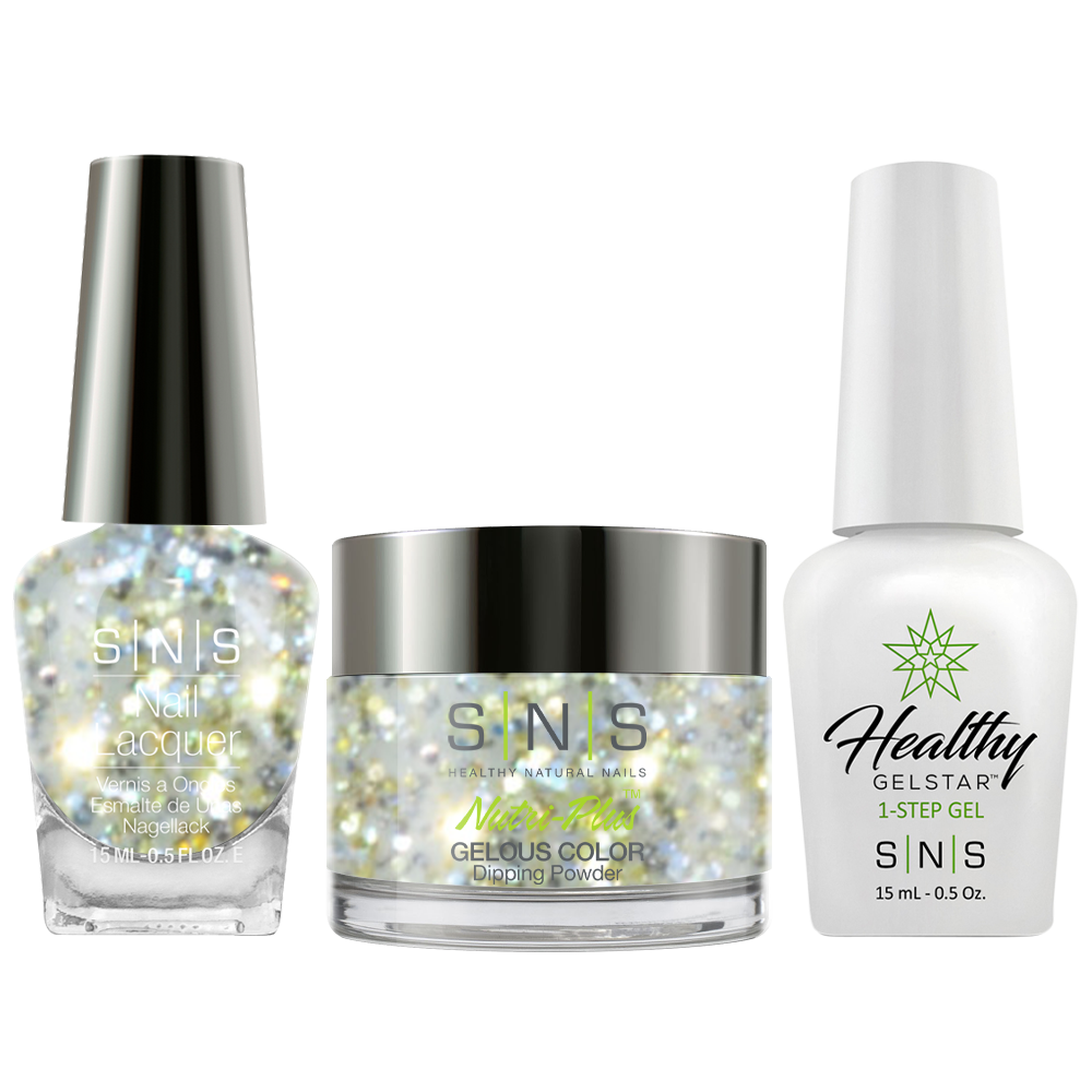 SNS 3 in 1 - WW05 Silver Bells - Dip (1oz), Gel & Lacquer Matching