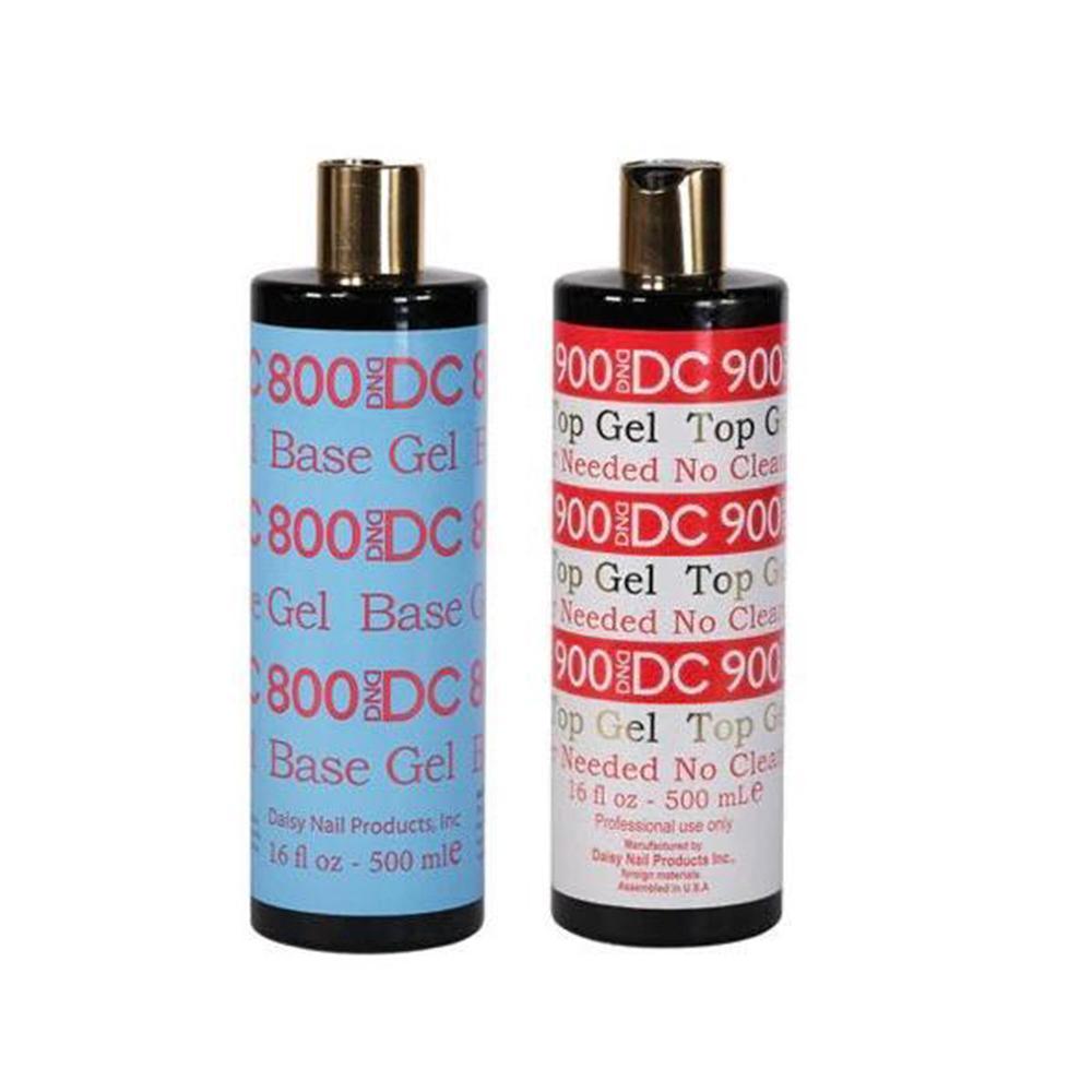 DND DC Base Gel 800 & Top Gel No Cleanser Needed 900 - Refill size 16oz (500ml)