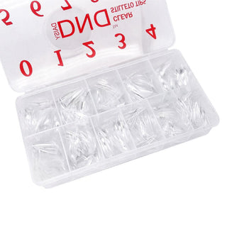 DND Clear Stilleto Nail Tips 550pcs Box (Sizes #0-10)
