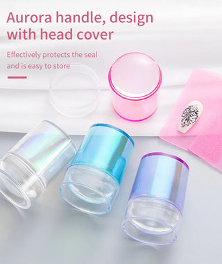 Nail Sponge with Stamp Nail Jelly Scrapper - Aurora Purple