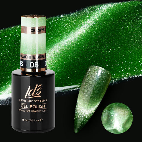 LDS 8 Malachite Green - Gel Polish 0.5 oz - Ice Crystal Cat Eyes