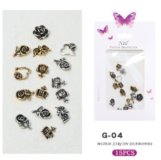 3D Alloy Gold Rose Nail Art Charms