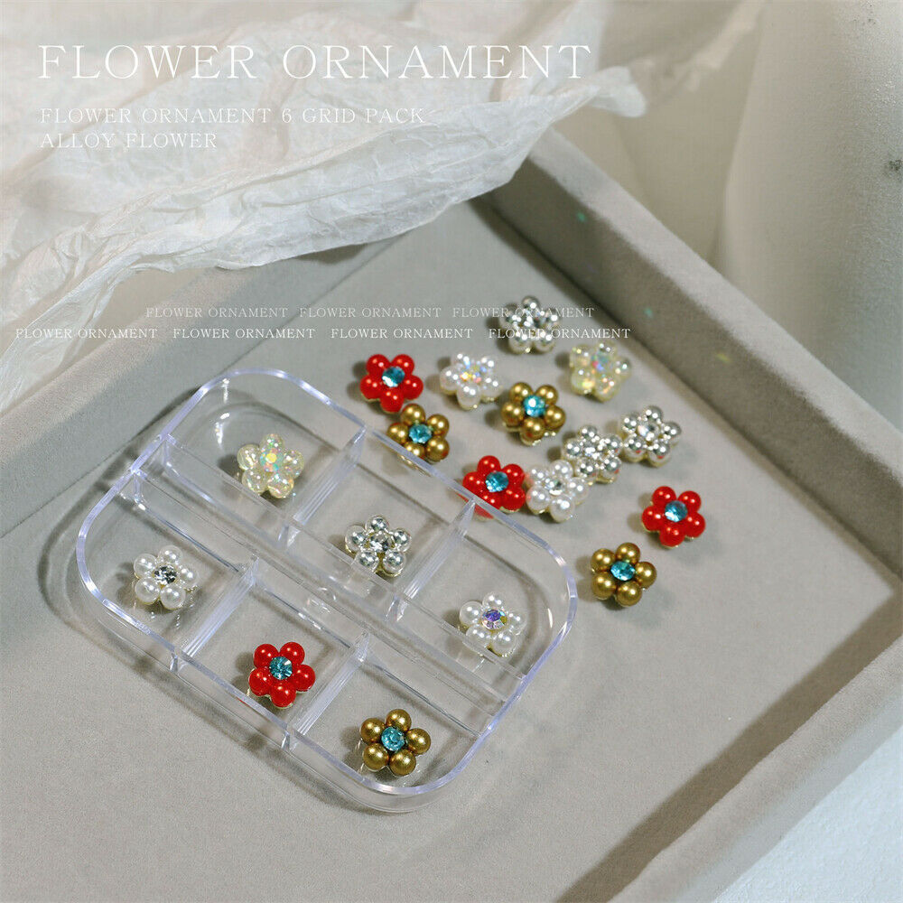 Flower Ornament 6 Grid Pack - Alloy Flowers