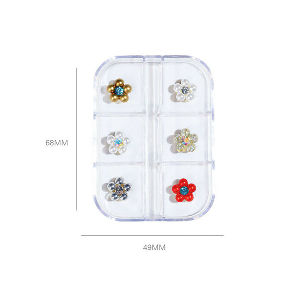 Flower Ornament 6 Grid Pack - Alloy Flowers