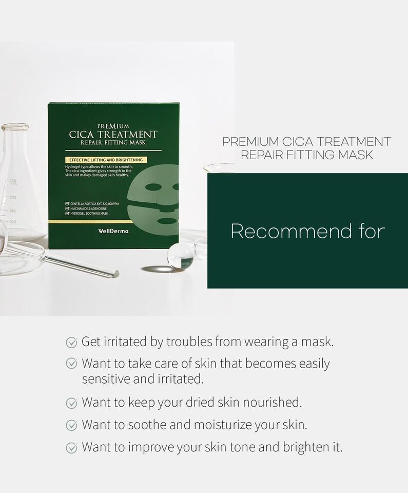 WellDerma Premium Cica Treatment Repair Fitting Mask