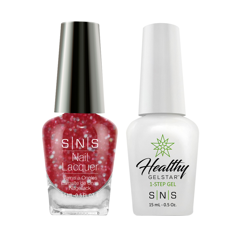  SNS Gel Nail Polish Duo - WW32 Red, Glitter Colors by SNS sold by DTK Nail Supply